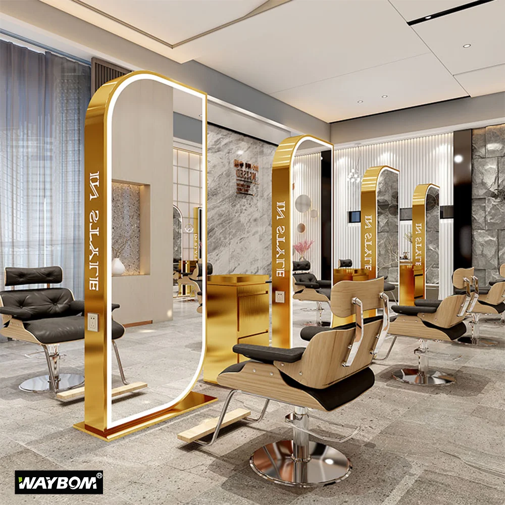 60x120cm Black Gold Framed Hilton Hotel Cosmetic Beauty Led Hair Salon  Mirrors - Buy 60x120cm Salon Mirror,Elegant Salon Mirrors,Led Salon Mirrors  Product on 