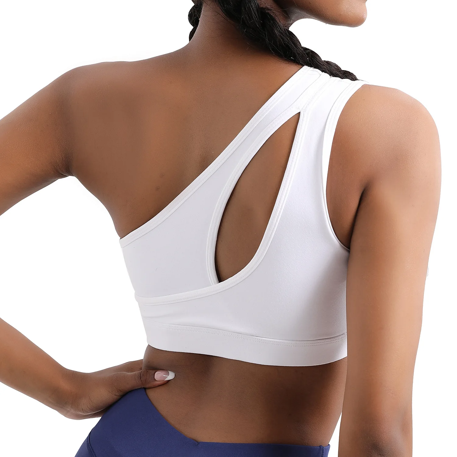Customized Design  shoulder asymmetric yoga vest workout running  bras breathable Bra Fitness Sports women