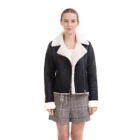 Rabbit Fashion Winter Faux Shearling Leather Jacket For Women Faux Rabbit Fur Linging Warm Coat