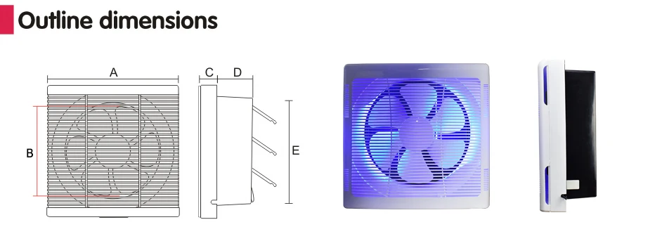 Mounted Ventilation Exhaust Fan, Plastic, Wall - detail 4