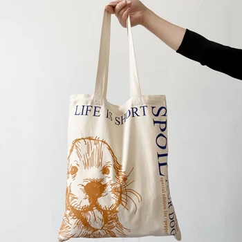 Custom Printed Logo Eco Friendly Large Plain Reusable Organic thin muslin Shopping  Cotton Canvas Tote Bag