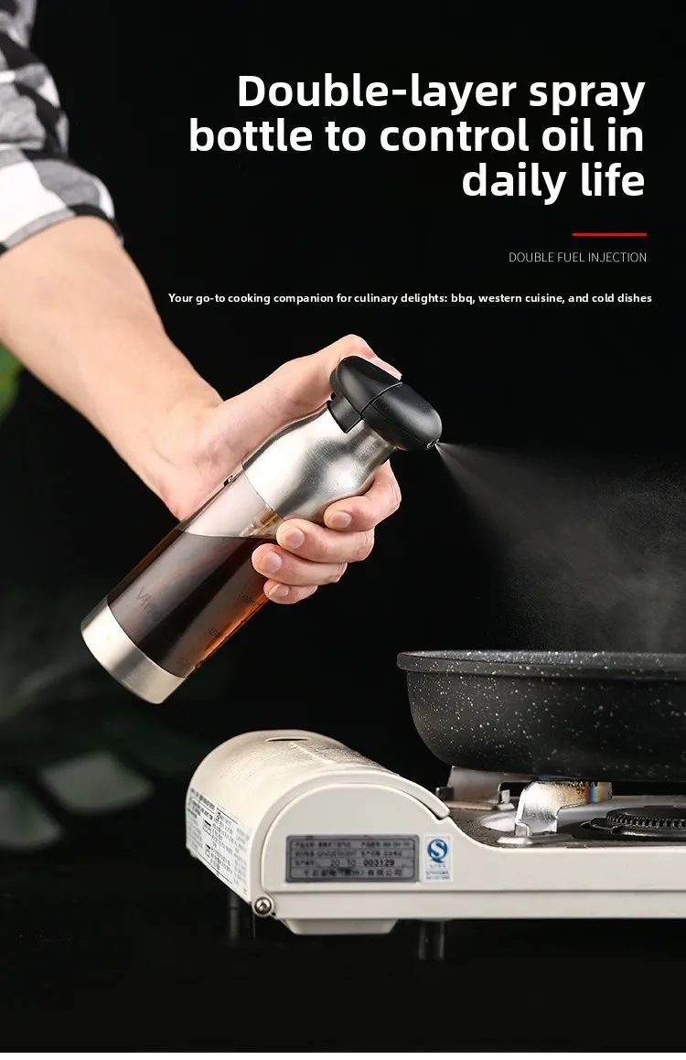 product creative 2 in 1 oil sprayer bottle stainless steel dual nozzle oil bottle olive oil vinegar dispenser for cooking bbq baking-1