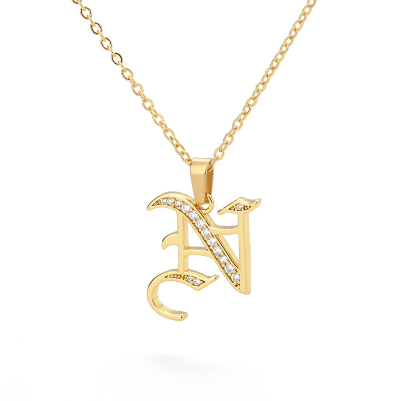Gothic Cz Initial Necklace Bulk 
