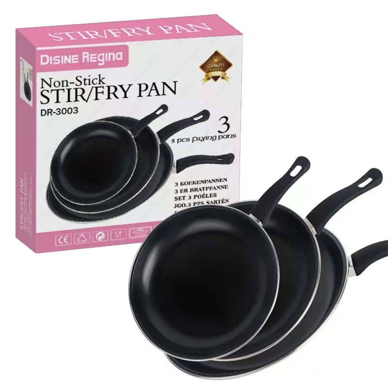 Ready Ship Stock Cookware Set Soup Pot Sauce Pan Bohemian 3pcs Cookware Set Casserole Fry Pan