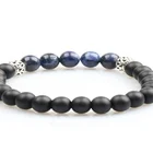 Wholesale Lapis Beads Wholesale Natural 8mm Size Lapis Lazuli Mixed Black Matte Onyx Stone Beads Bracelet