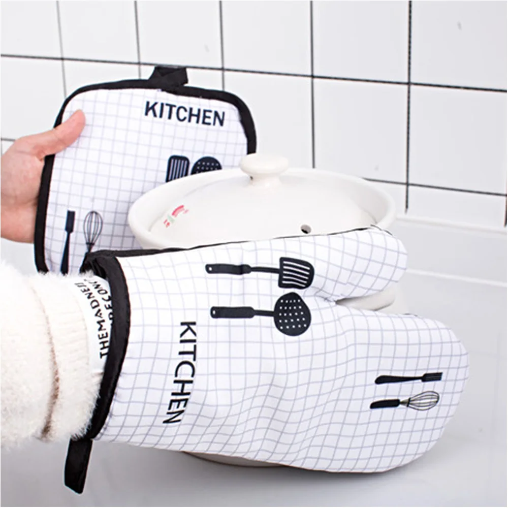 OEM & ODM Thickening Kitchen Double Oven Mitt Glove Customized Heat-Resistant Pot Holders Sets