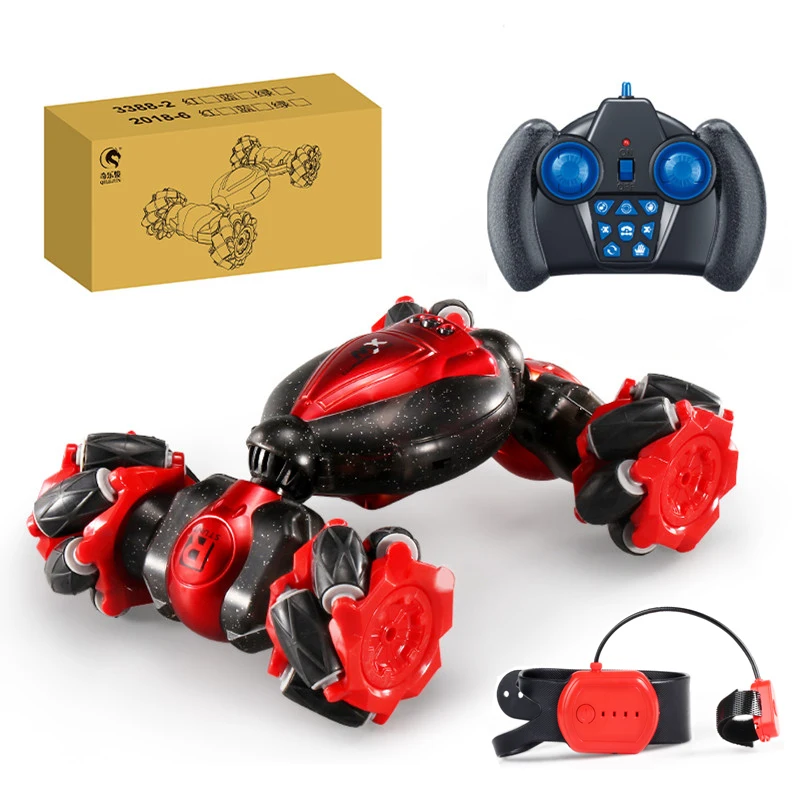 2.4GHZ Rc Stunt Twist Car Watch Gesture Sensing Remote Control Twisting Vehicle Double Sided Toy Car with Music Lights