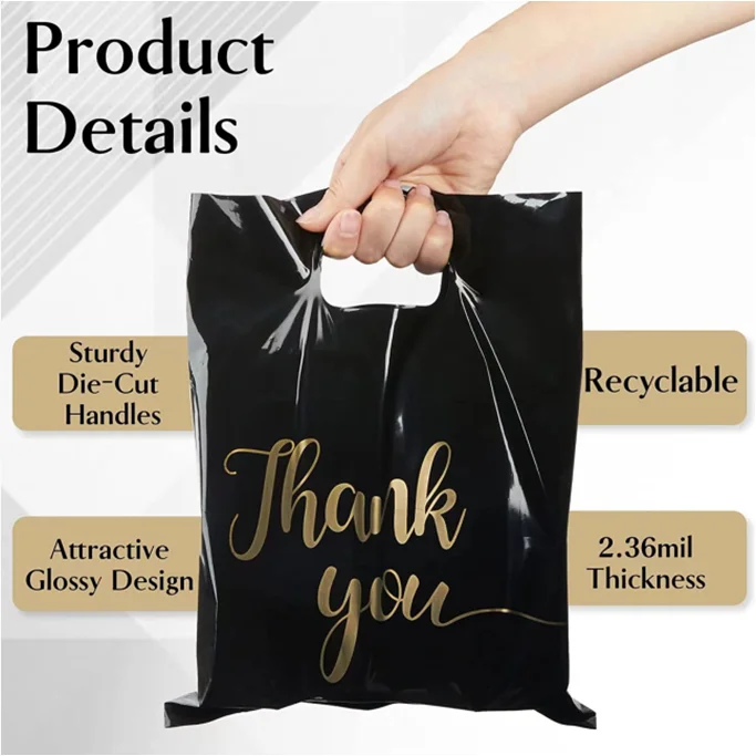 Thank You Merchandise Bags Extra Thick Reusable Plastic Retail Thank