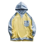 Hoodies Patched Hoodie Odm Men Hoodies Plaid Knitted Overdyed Patched Patchwork Stitched Hoodie