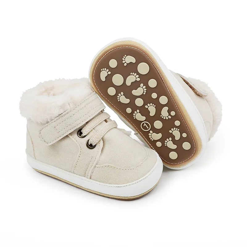 New Arrival Add Plush Fur Design Winter Baby Toddler Warm Shoes 2022 Christmas Baby Shoes for Boys and Girls supplier