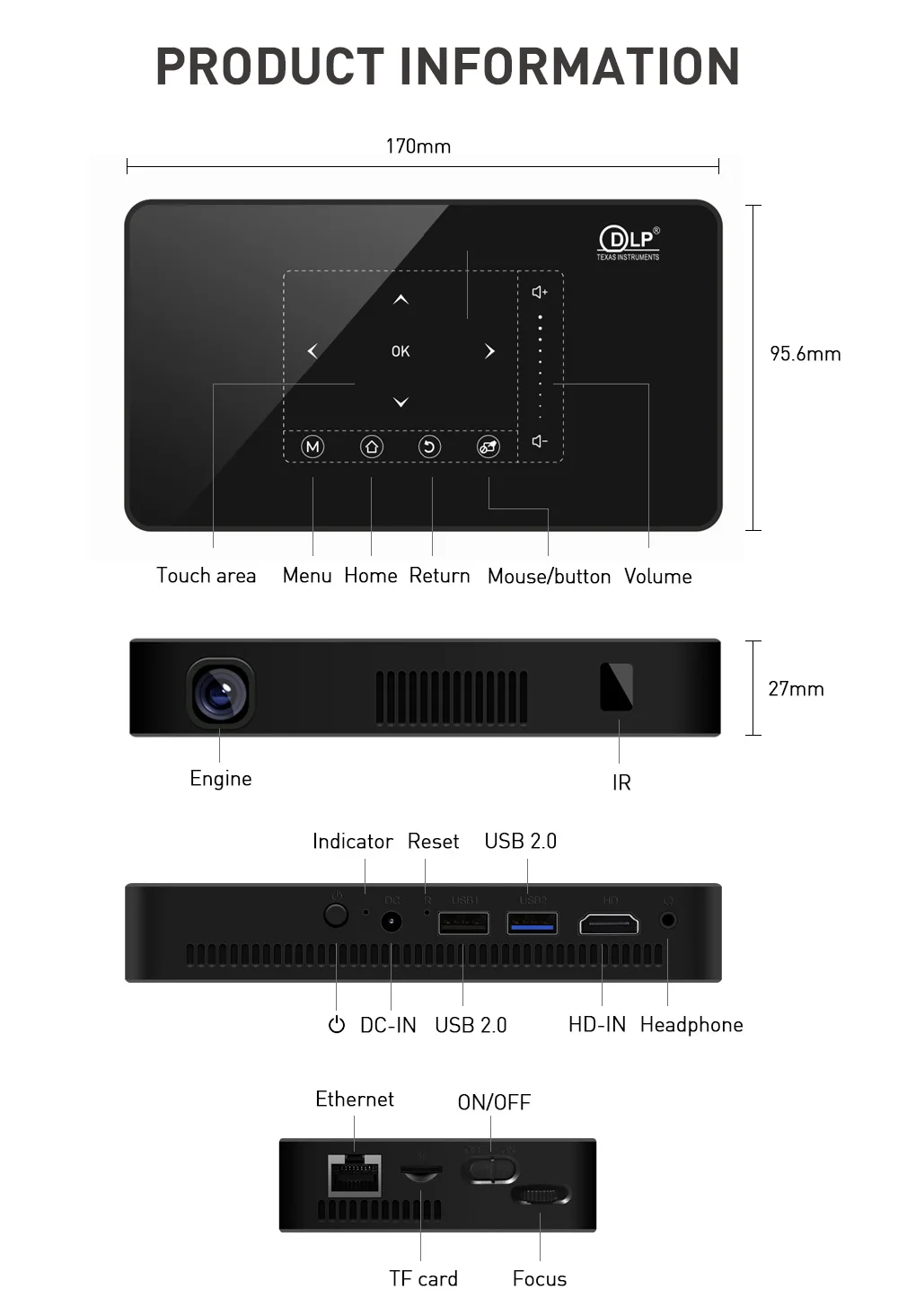 Venta caliente de Flyin P10-II Logotipo personalizado Mini 3D 4K 150 Lumens DLP 9000mAh Proyector Android 9.0 4