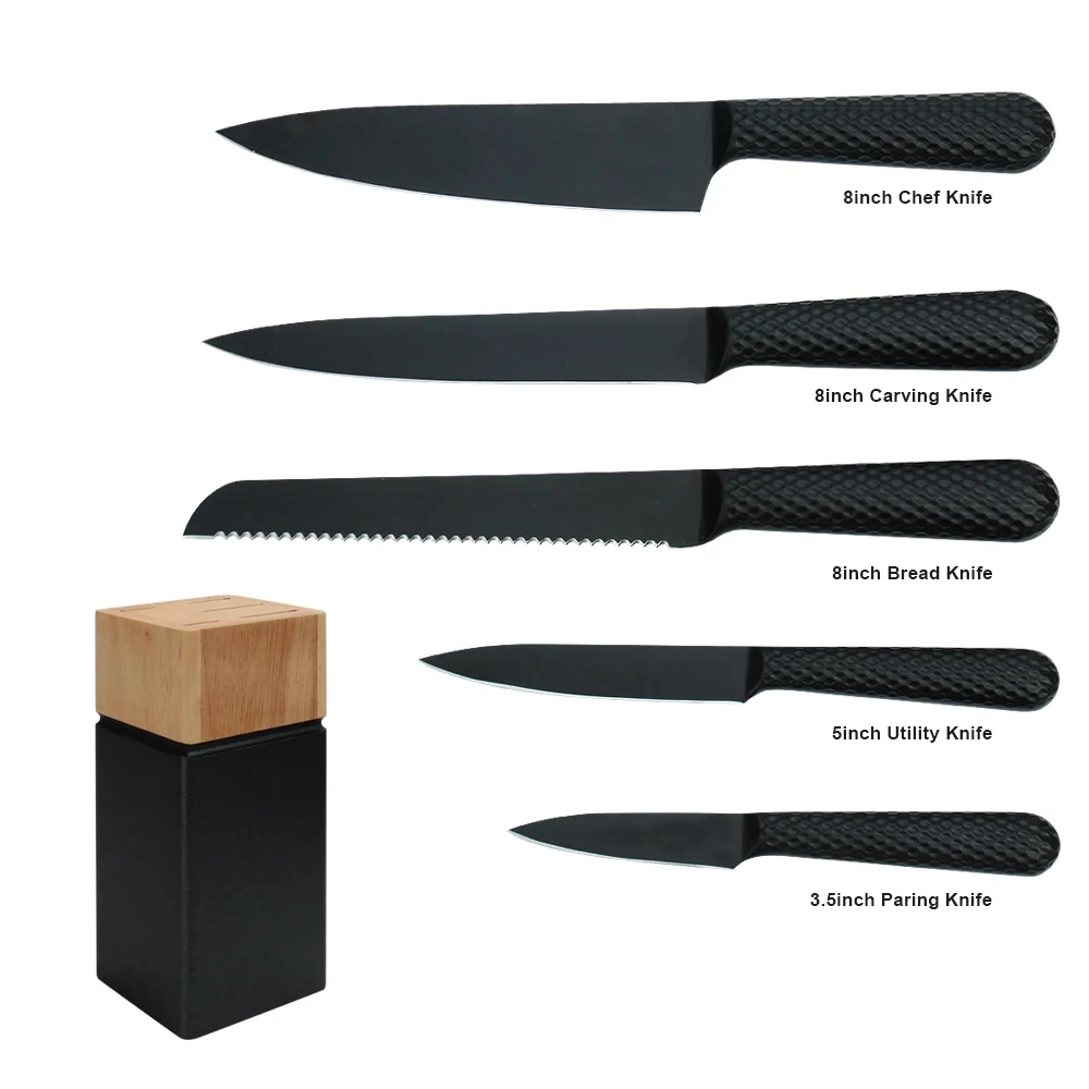 Kitchen  Accessories Non-stick Cooking Knife Set Kitchen Knives Black Chef Stainless Steel Chef Knife Set for Kitchen Tools