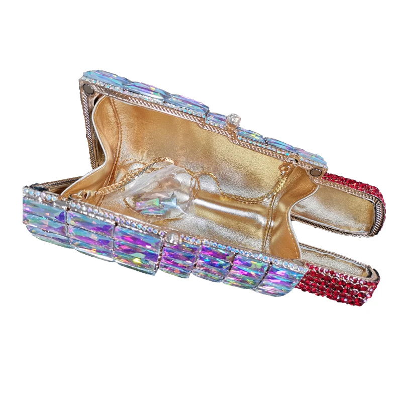 Hot Selling Lipstick Purse Rhinestone Clutch Lipstick Rhinestone Bag