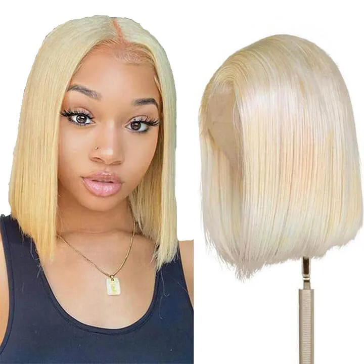 Uniky Stock For Black Friday 1b/613 Blonde Machine Made Human Hair Wigs  8-14 Inch Glueless Bob Short Wig Black Women - Buy 6/8/10/12/14 Inch Bob  Wig,Short Human Hair Bob Lace Wig,Short Hair