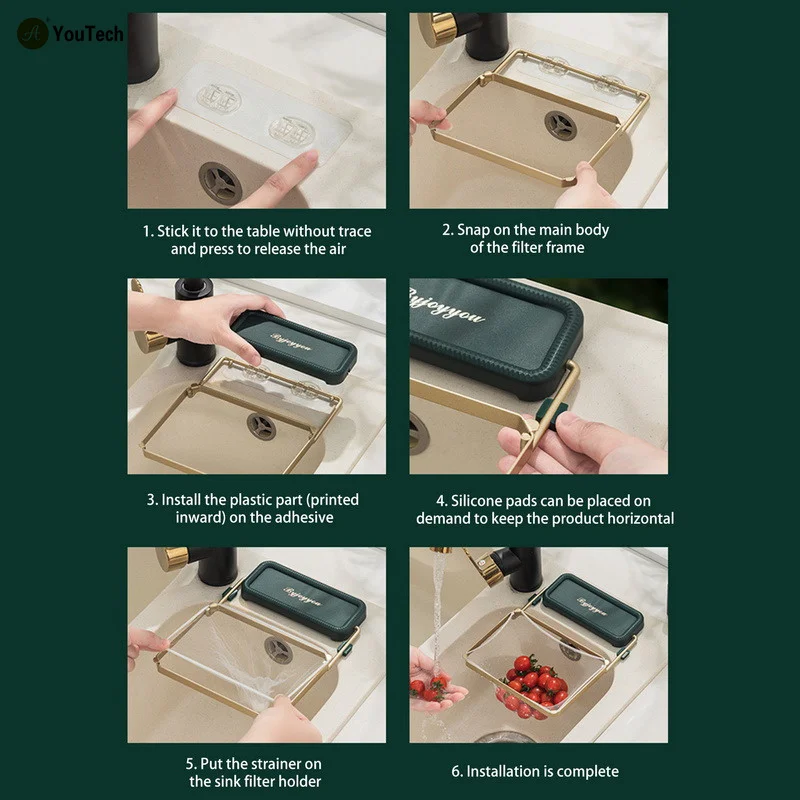Sink Filter Rack Kitchen Foldable Sink Strainer Mesh Bag Stand Waste Garbage Net Shelf Anti-Clogging Disposable Garbage Mesh Bag