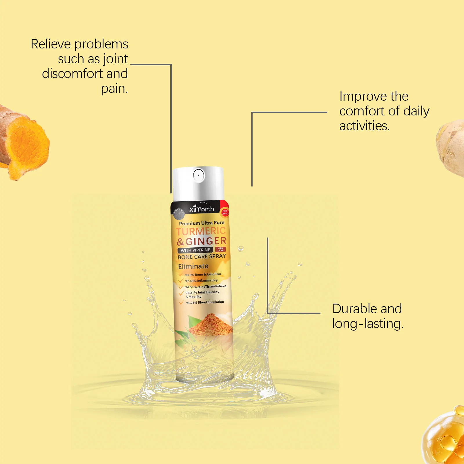 Turmeric Joint Care Spray Lumber Spine Massage Muscle Pain Tendons Curcuma Pain Spray Knee Pain Relief Spray
