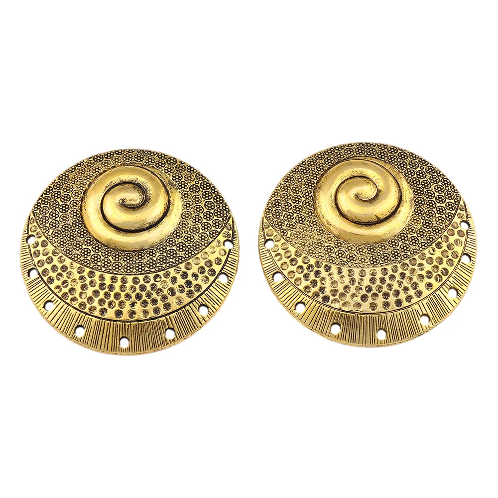 Antique Gold Plated Large Boho Spiral Swirl Connector Round Charms