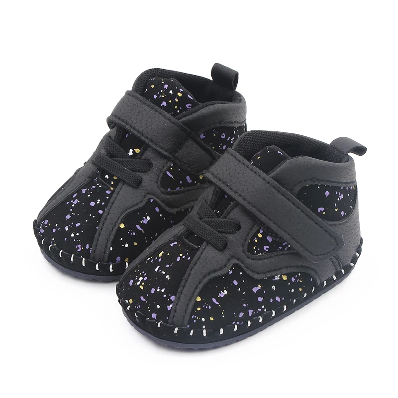 Colorful Little Graffiti Baby High-top Wear-resistant Soft-soled Non-slip Toddler Shoes factory