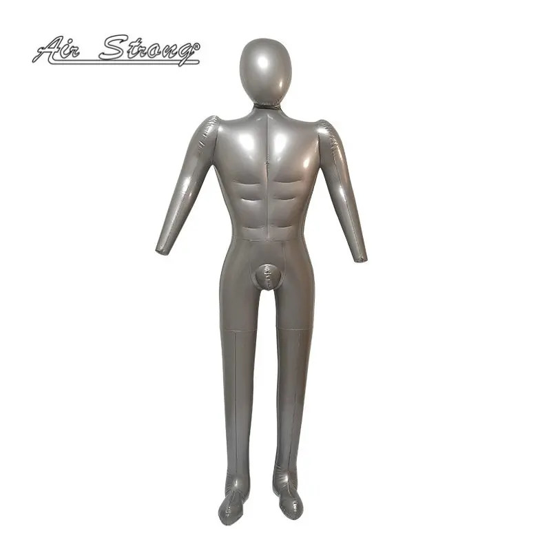 Inflatable Male Mannequin FULL-SIZE Head & Arms SILVER 