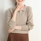 Polo Knit Sweater Sweater Women Sweater Loose Polo Collar Solid Color Fashion Pullover Women Knit Top Cashmere Sweater