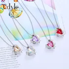 Pink Pendant Fashion Simple Crystal Necklace Small Pink Angel Heart Pendant Necklace