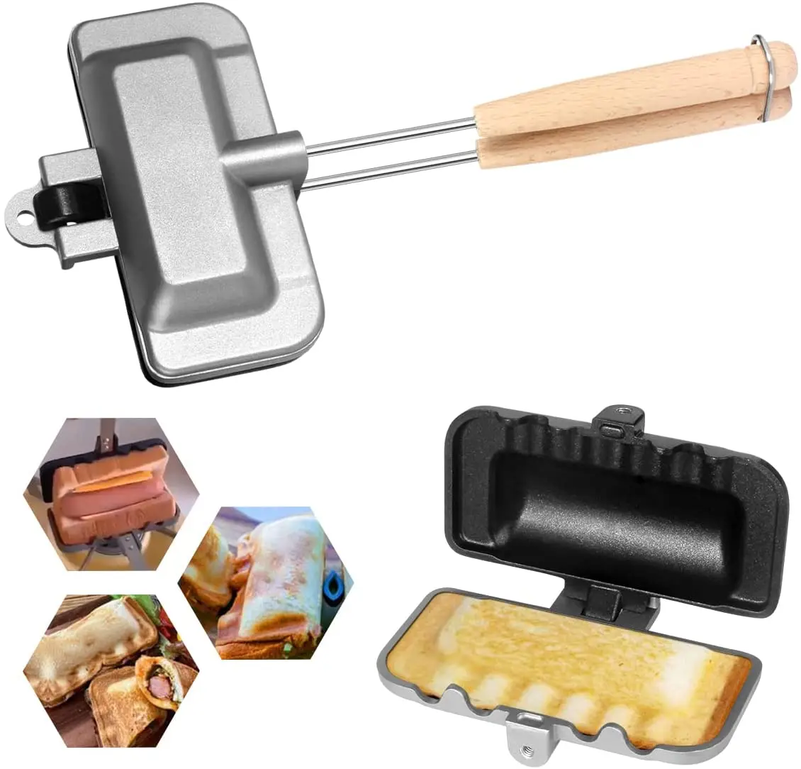 Sandwich Maker, Double Sided Frying Pan, Flip Grill Pan for Breakfast Pancakes Hot Dog Toaster
