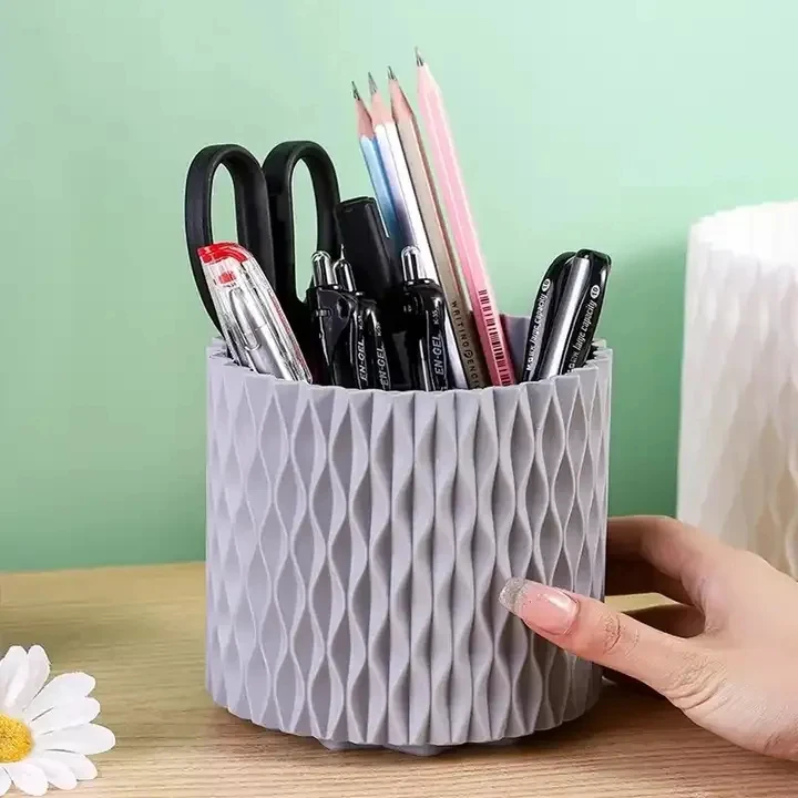 360 Rotating Round Makeup Brush Holder Eyebrow Pencil Storage Box Desktop Cosmetic Brush Storage Bucket