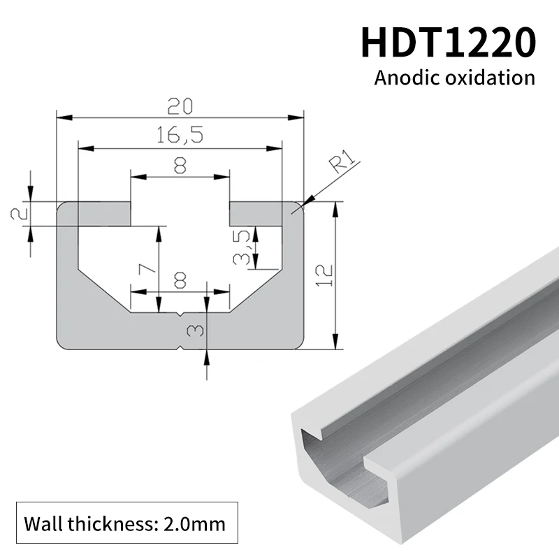 1220 groove Photoelectric Guide Rail Extruded Aluminum Profile 1220U Sensor Guide Rail Aluminum Alloy Guide Rail details