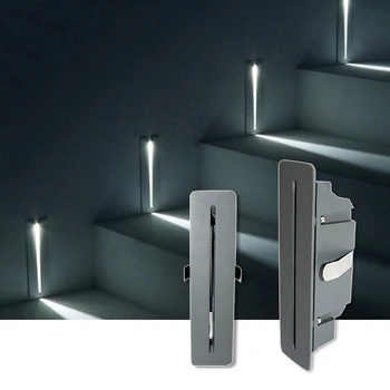 Modern Outdoor Square Recessed Foot Led Stair Step Wall Light
