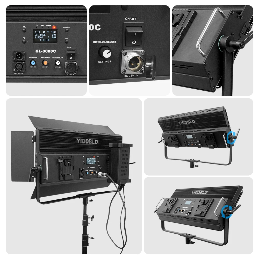 GL-3000C Portable Led Light Studio Equipment Live Film Lighting Camera Video Television Studio Equipment with Tripod Stand