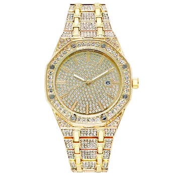 wholesale custom your LOGO quartz luxury diamond hip hop wristwatch Iced Out Watch for men big Wrist