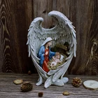 Angel Mother Mary And Baby Jesus In Angel Wing Resin Nativity Statue Figurine