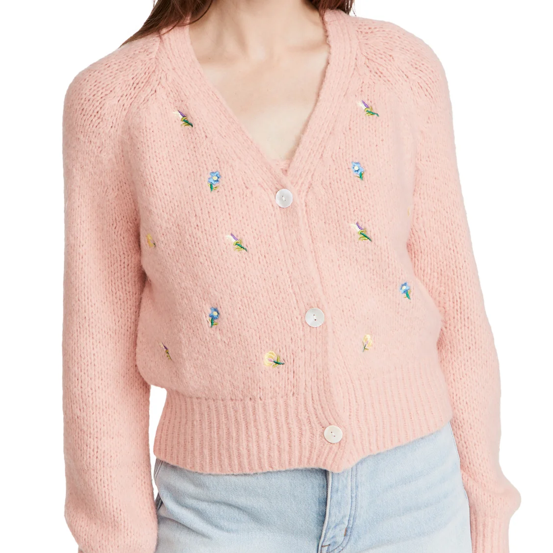 Custom Knitwear Women's Long Sleeve Button Two Set Knit Cardigan Sweater