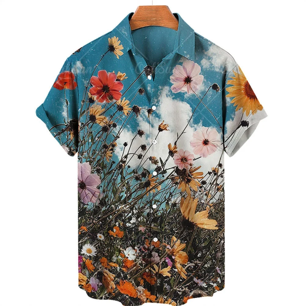 Wholesales Printed Design Casual Shirt Short Sleeve Beach Hawaiian Graphic Men's Sublimation Shirt