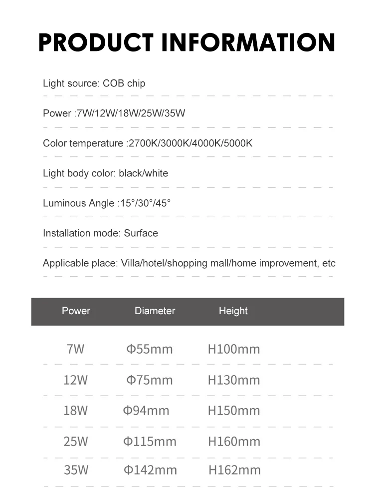 lc2010 hot sale office hotel super maket aluminum ceiling cob 12w black led downlight-1