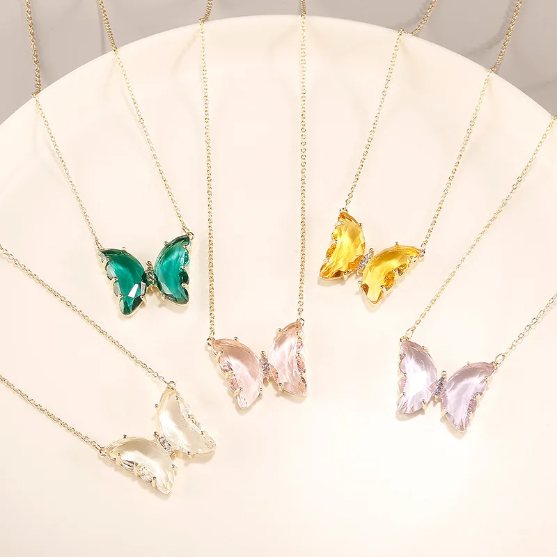 Crystal Butterfly Necklace for Women 