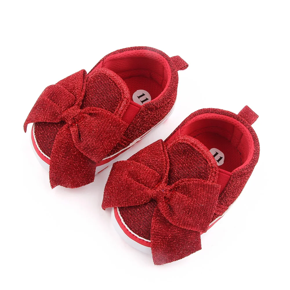 New design blingbling bow-knot solid baby shoes girls soft sole newborn walking toddler shoes supplier
