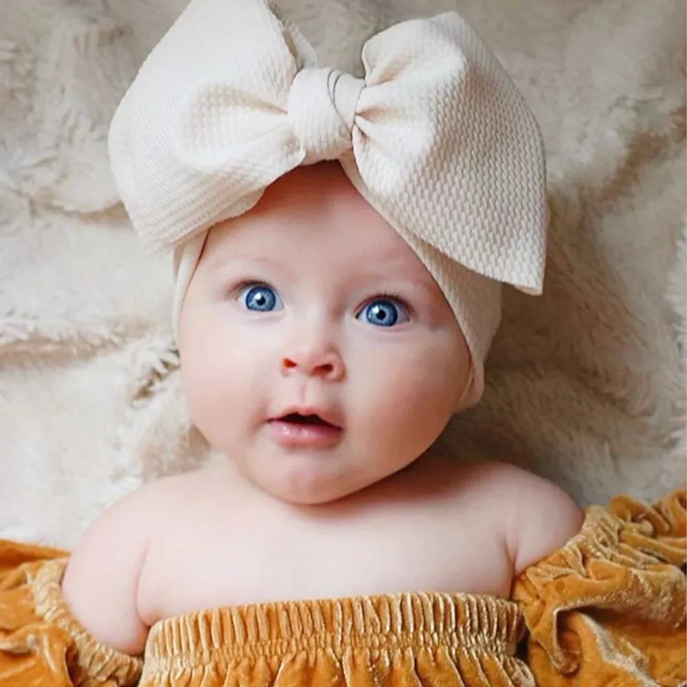 Fashion hair Baby Girl Turban Headband Soft Nylon Headwraps Bow Knot Headbands for Children Little Girls