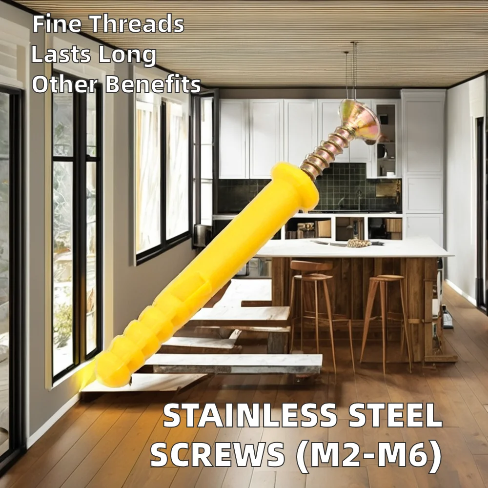Stainless Steel Fine Thread Wood Screws DIN Standard 12mm Drywall Screw Anchors Wall Bolts Various M2.5 M3 M4 M5 M6 Coarse factory