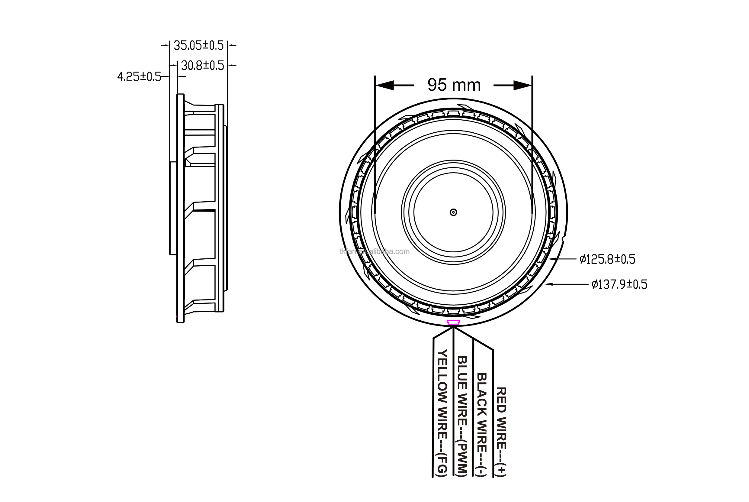 Centrifugal Blower, 138x35mm, 12v/24v/48v, Inline - detail 8