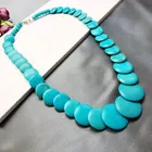 Oval Turquoise Stone Necklace Oval Stone Necklace Summer Cool Necklace