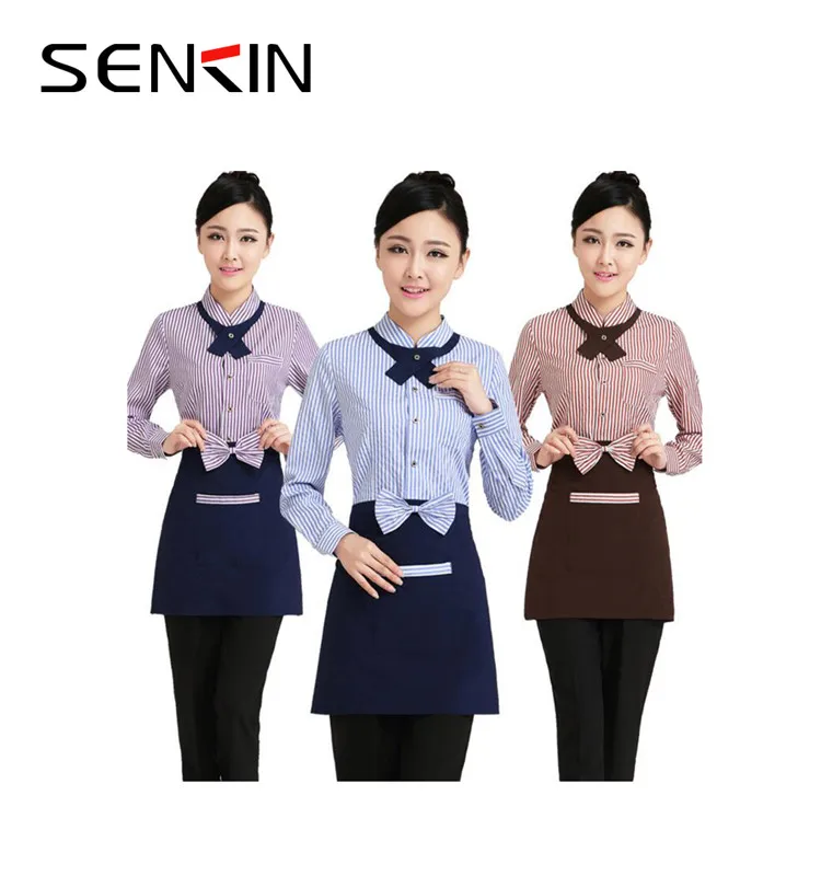 Custom Design Cheap Hotel Waitress Uniform Dress OEM