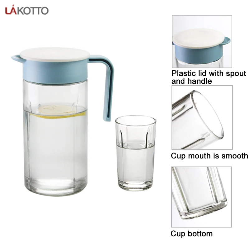 1000ml+190ml*4 Water And Milk Jug Transparent Borosilicate Glass Pitcher Set With Gift Box