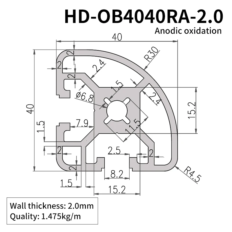 Industrial Extruded Aluminum Alloy Profile 4040R Corner Aluminum Alloy square Tube Provides Drilling and Cutting Services factory