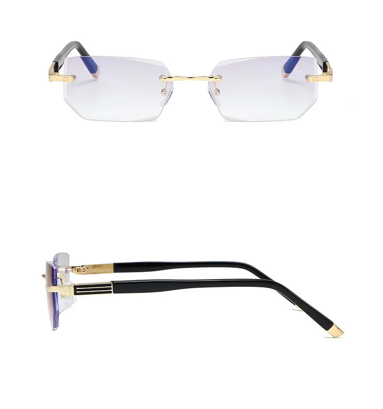 2023 Hd Trendy Designer Thin Optics Rimless Chamfered Reading Glasses