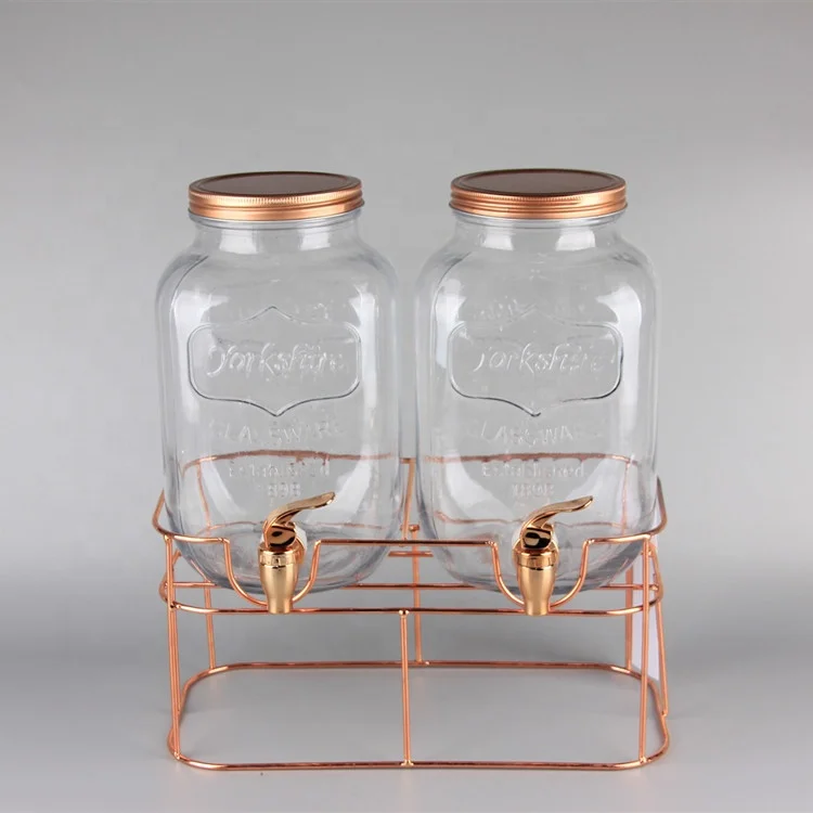 Dispensador de zumo de dispensador de bebidas jarra de cristal estilo 5L   Grifo de metal 