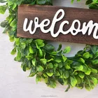 Door Wreath Welcome Green Garland Boxwood Wreaths Fartificial Door Wreaths Wedding Wreath Christmas