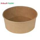 Bowl 750ML 26OZ Take Away Kraft Paper Salad Bowl With PP PET LID