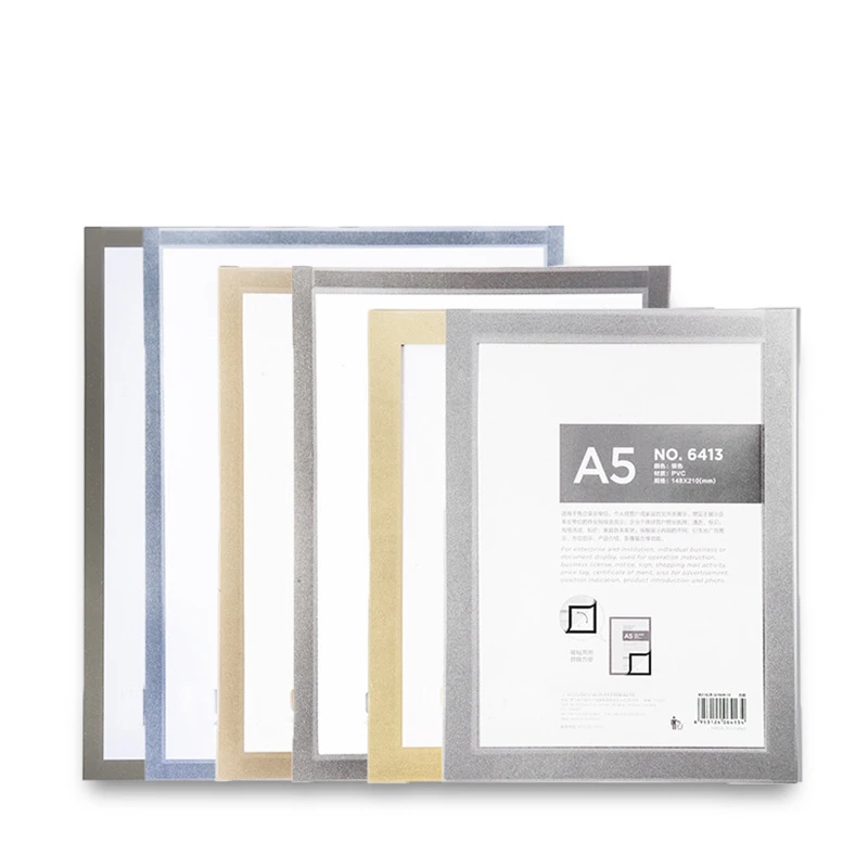 Wholesale A3/A4/A5/A6 punch-free magnet frame business license pvc display card awards magnetic wall adhesive photo frame