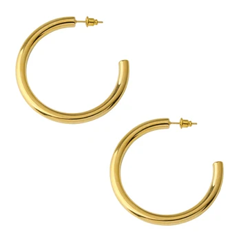 Wholesale Custom Gold Plated Thick Chunky Open C Shape Stud Ear